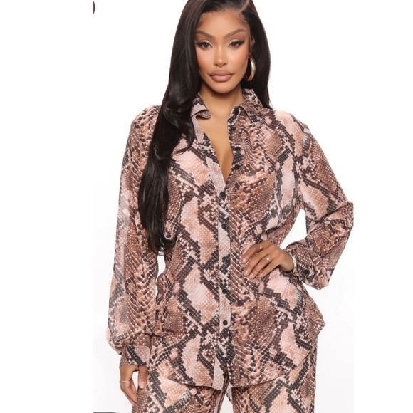 Fashion Nova Sariyah Snakeskin Shirt - Picture 1 of 12